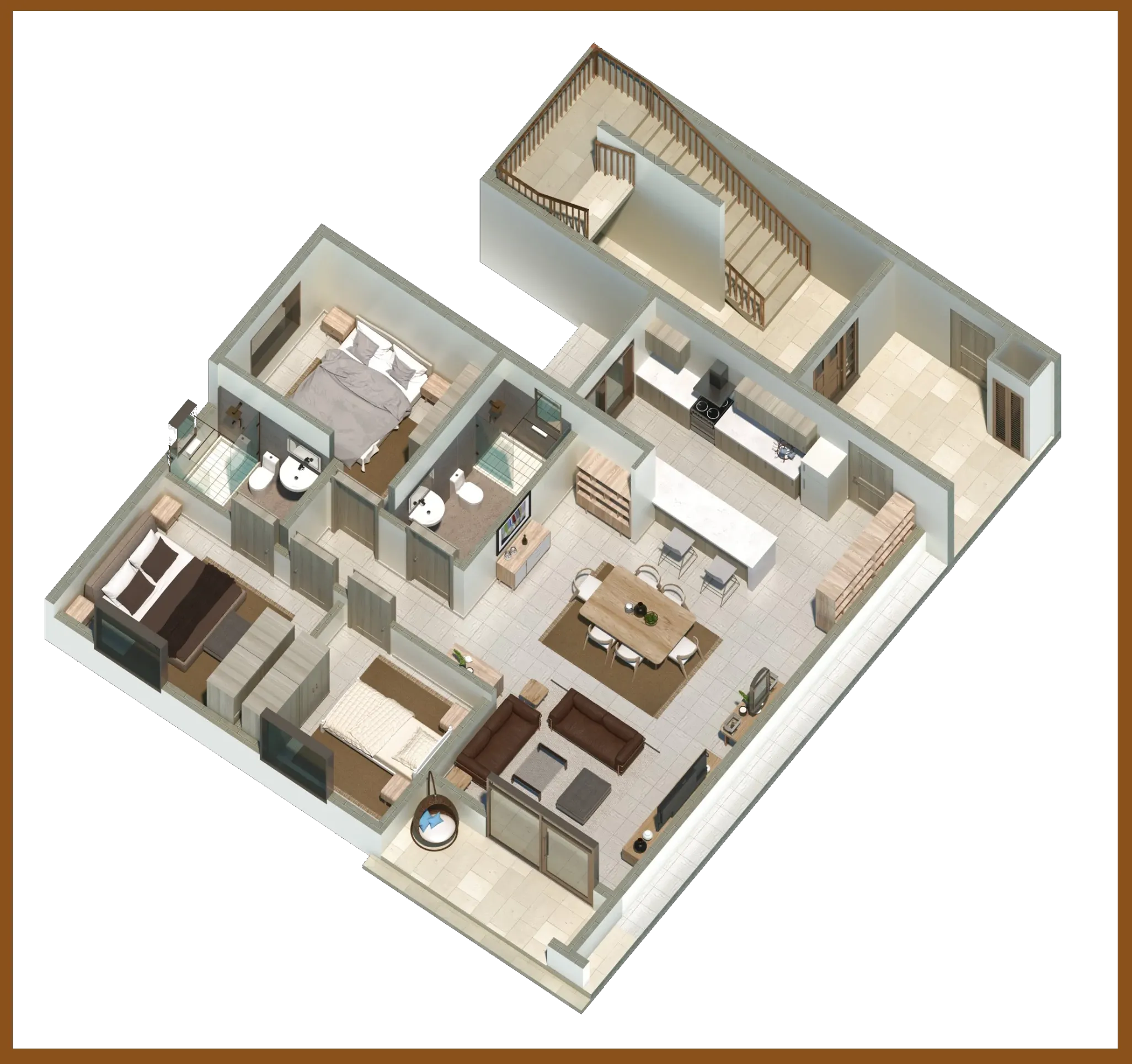 3 bed floor plan